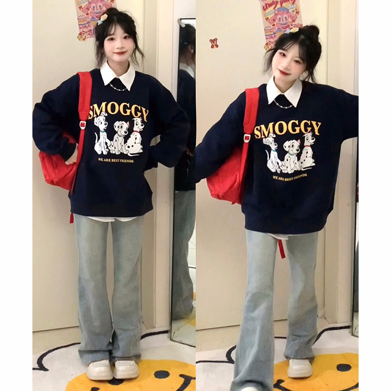 Official photo plus velvet 250g / David's round neck autumn and winter sweatshirt for women plus velvet