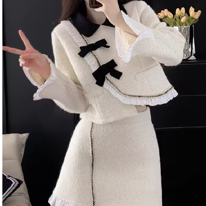 氣質名媛小香風套裝2023秋冬新款高級感女神范時尚裙子洋氣兩件套