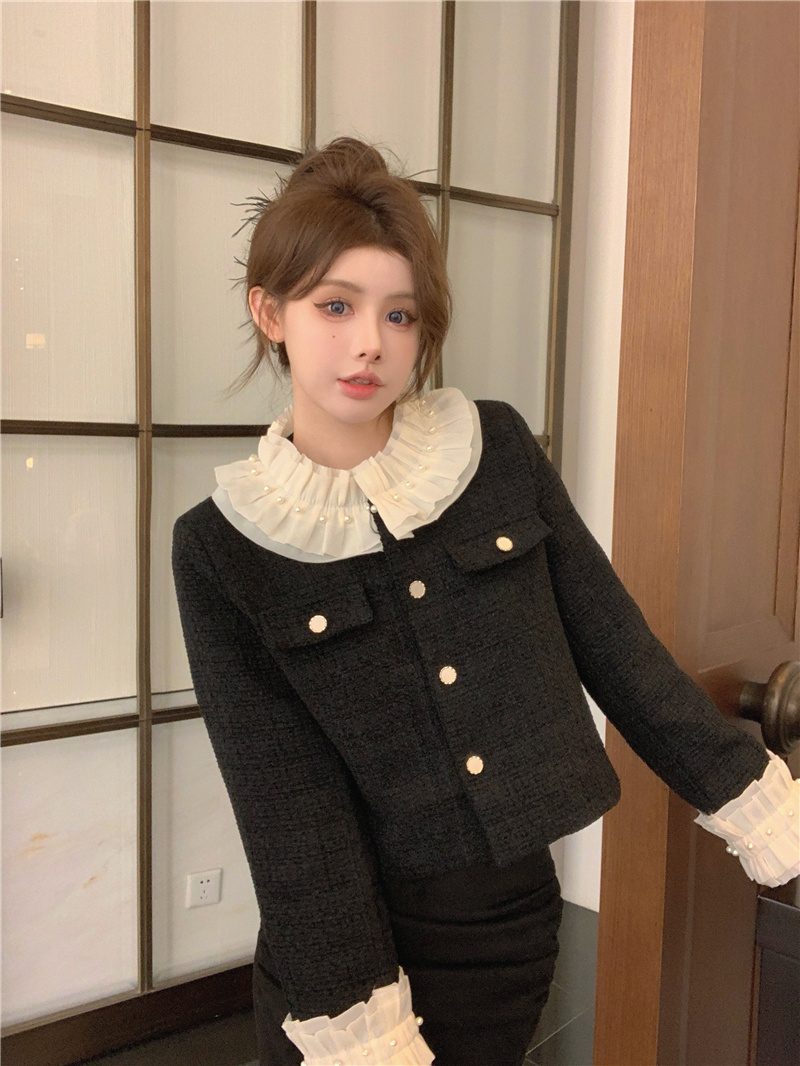 Actual shot ~ 2023 winter new French style sweet fungus-style woolen jacket with western style design that looks slimming