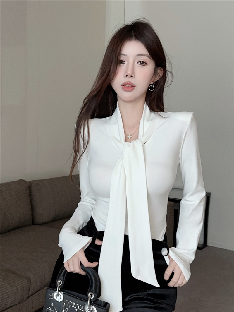 Actual shot~Winter Snow's new unique and unique short spicy slim design bottoming inner tight top
