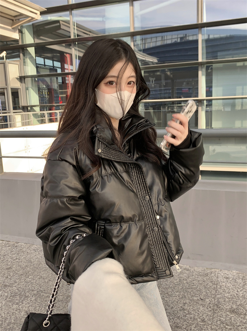Actual shot ~ 2023 winter thickened bread coat, cotton-padded jacket, short coat, no-wash PU leather cotton coat for women