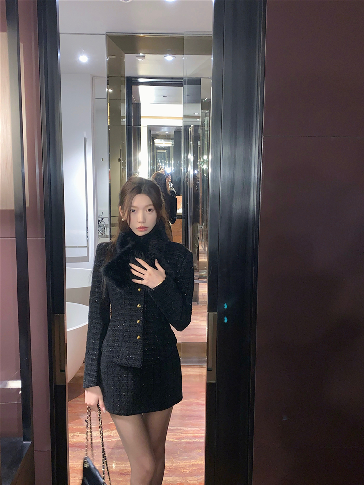 實拍~冬季小香風套裝高級感氣質復古純色時尚套裝女