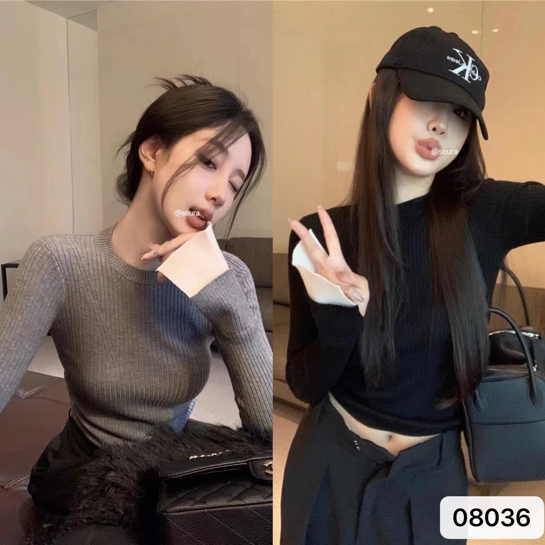 純欲辣妹性感顯胸上衣女秋冬喇叭袖針織打底衫內搭名媛小香風毛衣