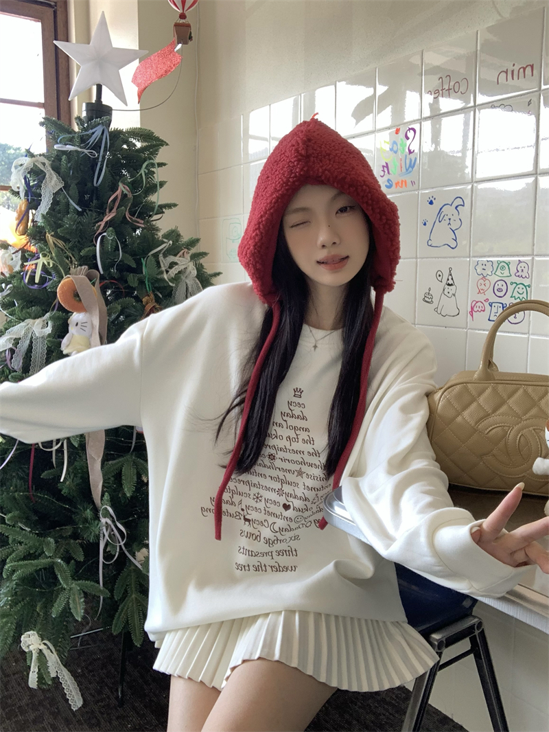 實拍~原創 韓系鬼馬少女字母長袖加絨加厚內搭T恤上衣打底衫
