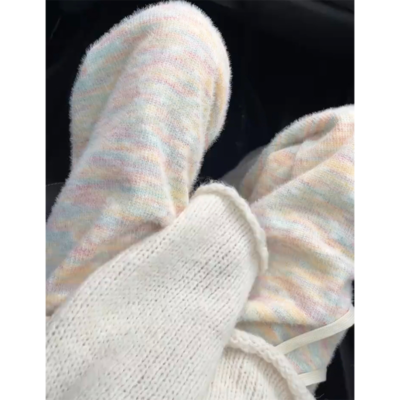 Velvet Rainbow Glutinous Rice Pants Women's Autumn and Winter 2023 New High Waist Drape Casual Sports Straight Knitted Wide Leg Pants