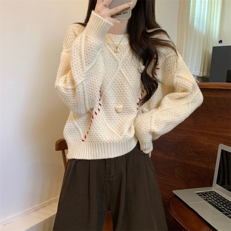 Actual shot of the new Korean-style design Christmas and New Year red high-quality pullover sweater
