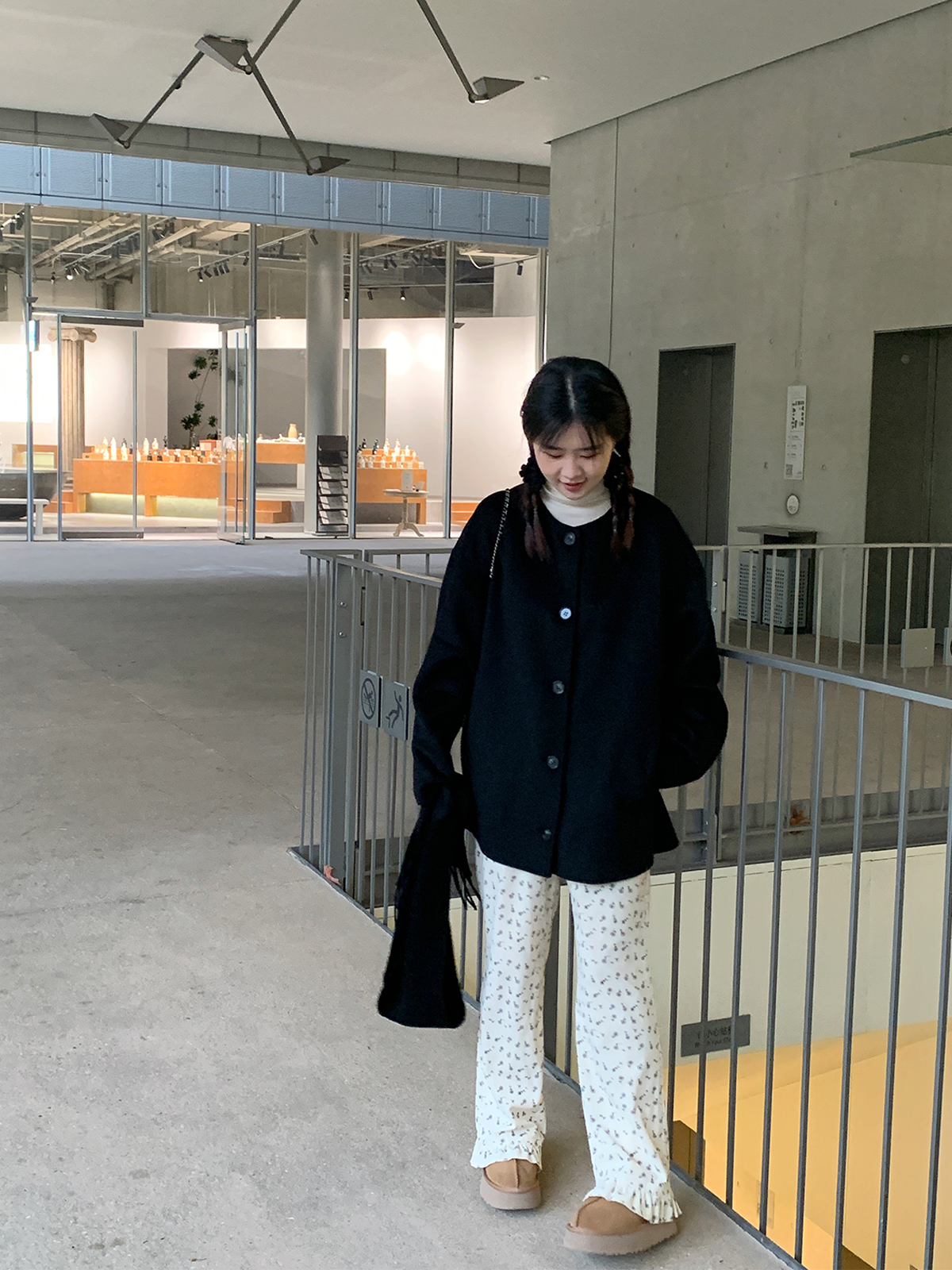 燈芯絨燈芯絨韓系碎花加絨加厚花邊休閒高腰顯瘦寬鬆長褲