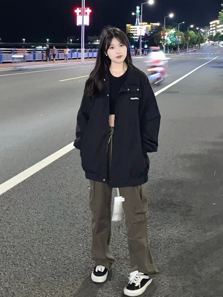 American street jacket for women spring and autumn new Korean version loose student bf all-match casual jacket ins trend
