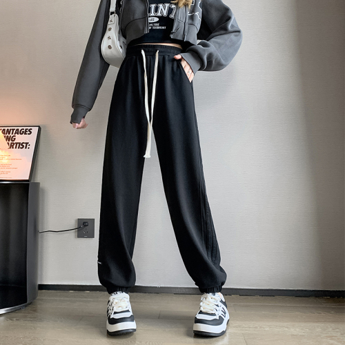 Actual shot of 2024 autumn and winter new Korean style sweatpants, harem pants, pure cotton, Chinese cotton composite super casual pants and sports pants