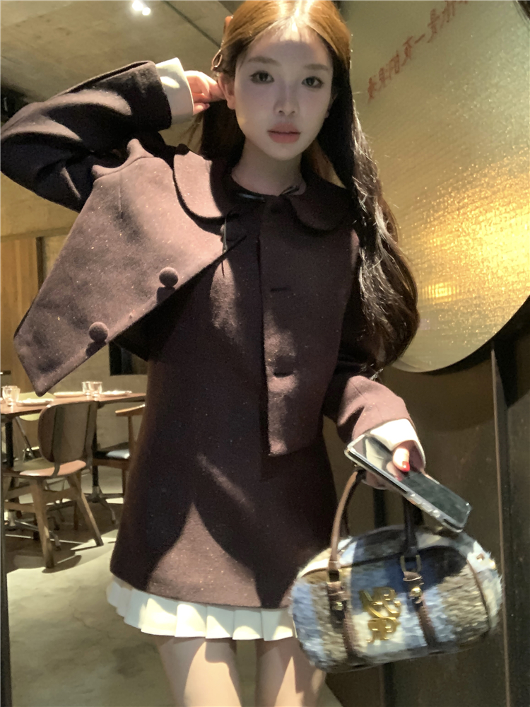 實拍~韓系氣質毛呢套裝裙連衣裙女