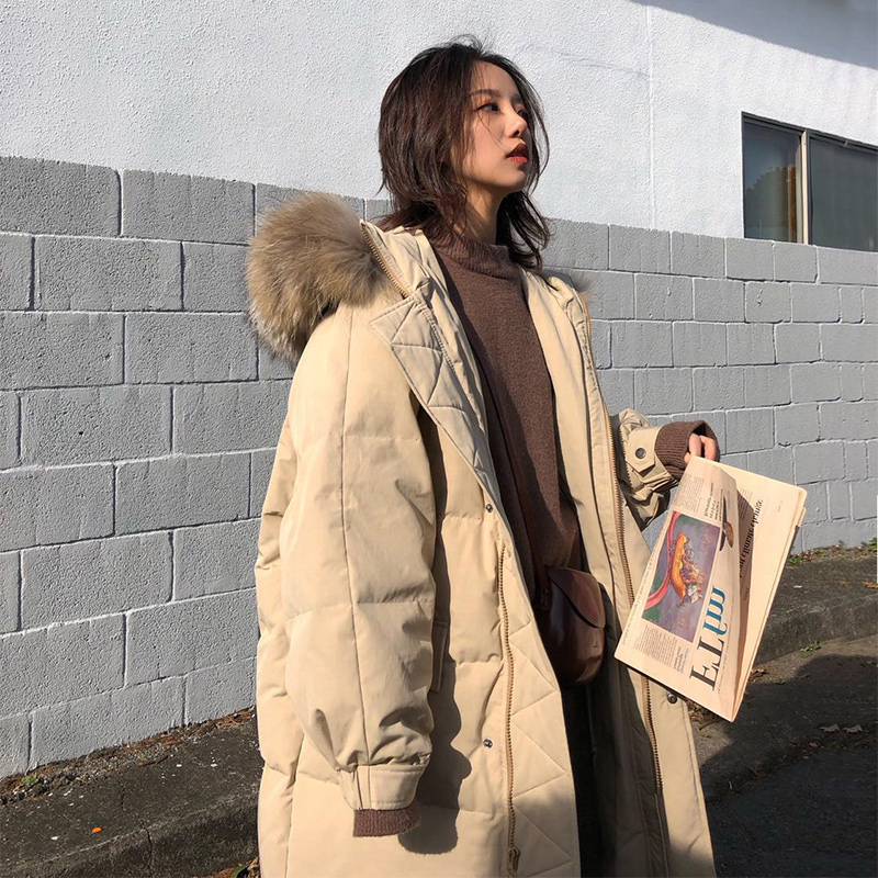 --2024 Fur Collar Down Cotton Jacket Women Korean Style Winter Thickened Cotton Jacket Hooded Cotton Jacket