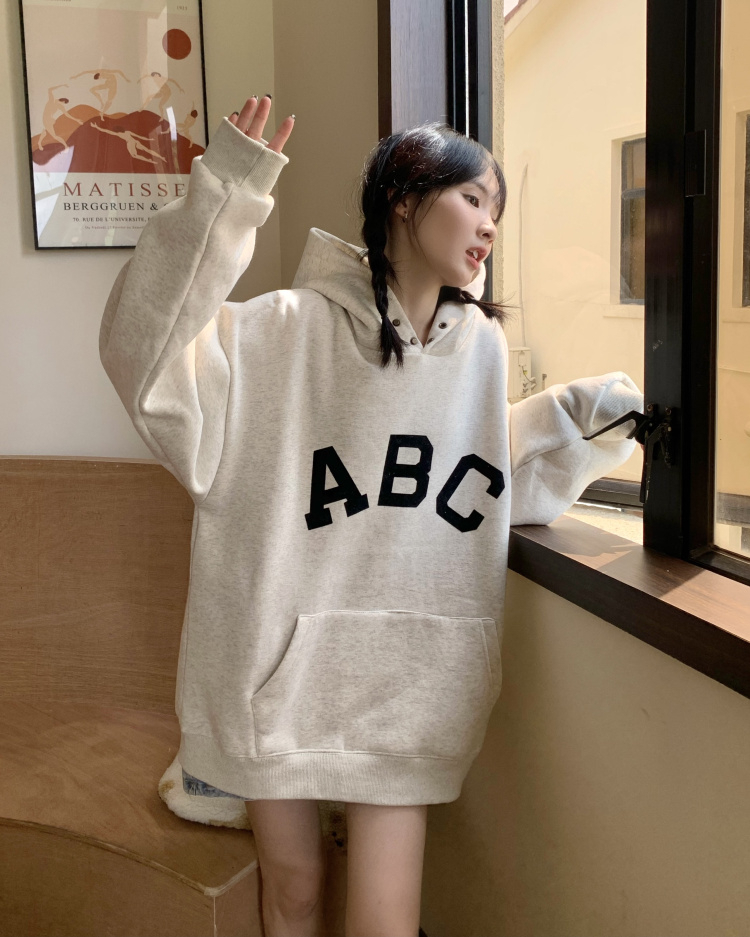 250 sweatshirt official oversize velvet thickened hooded sweatshirt for female students autumn and winter tops