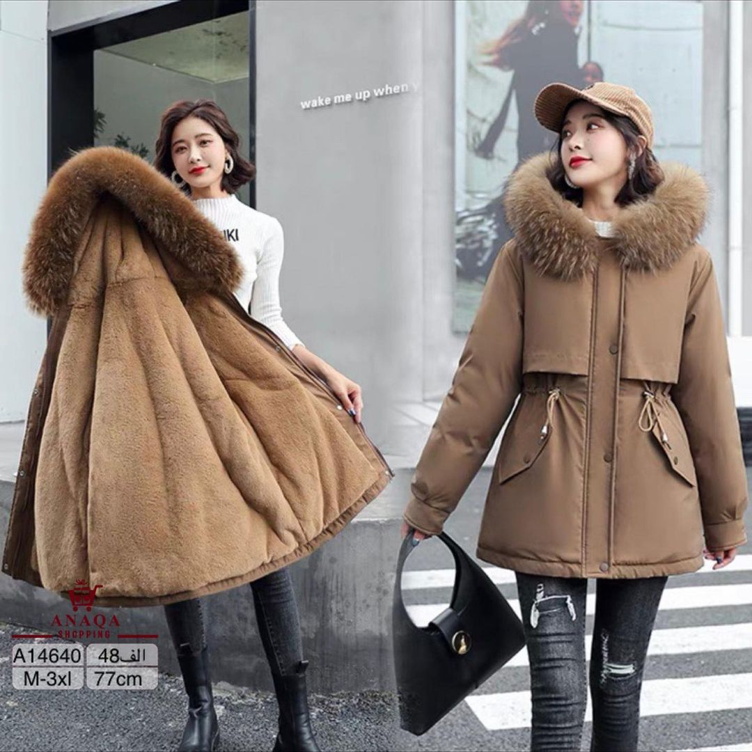 Hooded down cotton coat for women 2023 spring new loose large size casual plus velvet thickened mid-length cotton coat