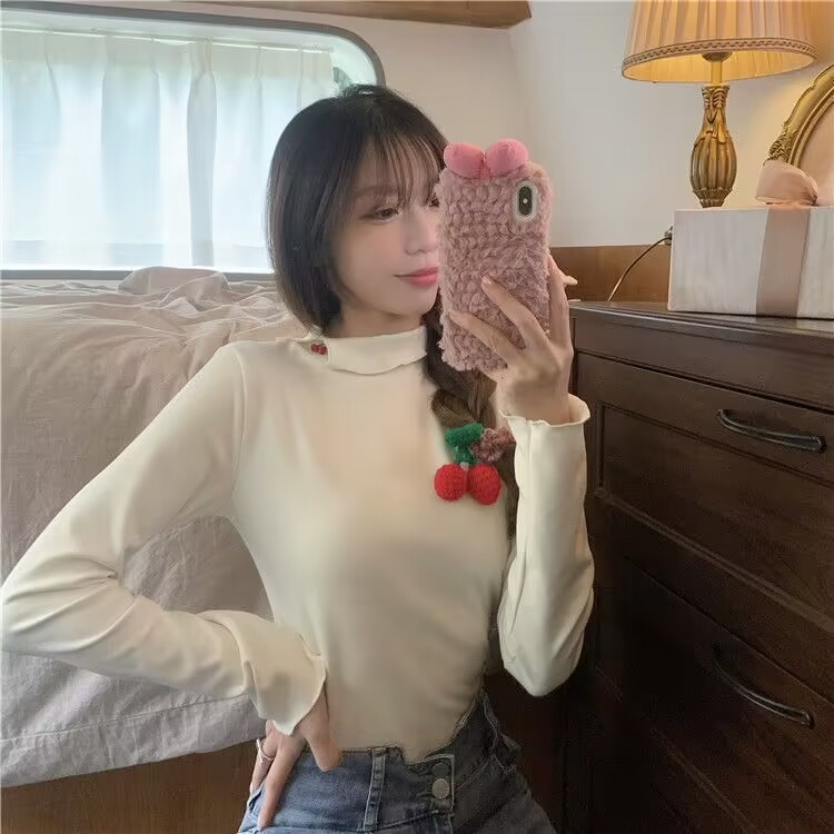 設計感小眾別致德絨打底衫女秋冬新款減齡絕美內搭高領甜辣小上衣