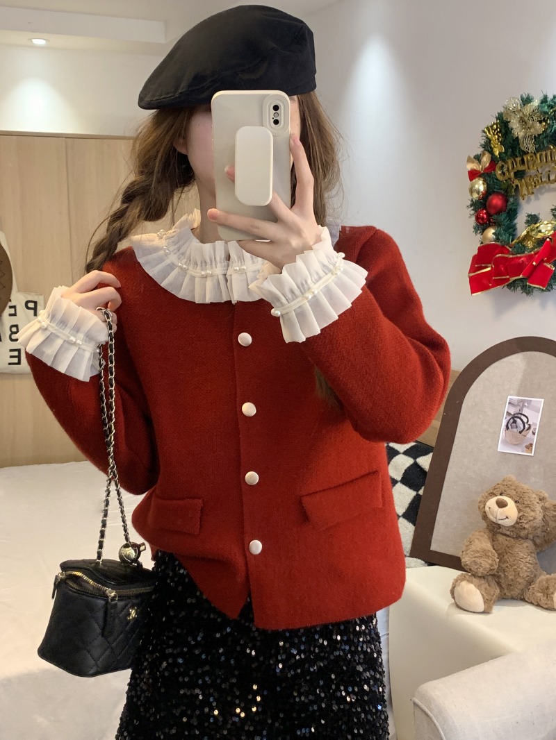 實拍 法式外搭毛衣外套秋冬季女裝高級感絕美寬鬆針織開衫
