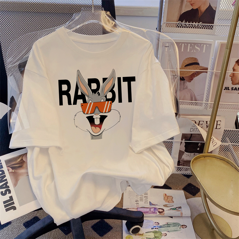 Real shot 100% cotton 200g combed cotton summer short-sleeved T-shirt women's loose Korean version