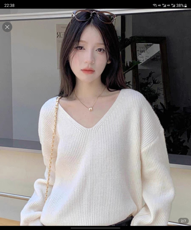 寬鬆慵懶毛衣女保暖內搭套頭羊毛衫2023年秋冬加厚V領針織打底衫