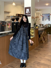 Actual shot ~ Autumn and winter new style ink and color lazy style loose dress + thickened inner base suit