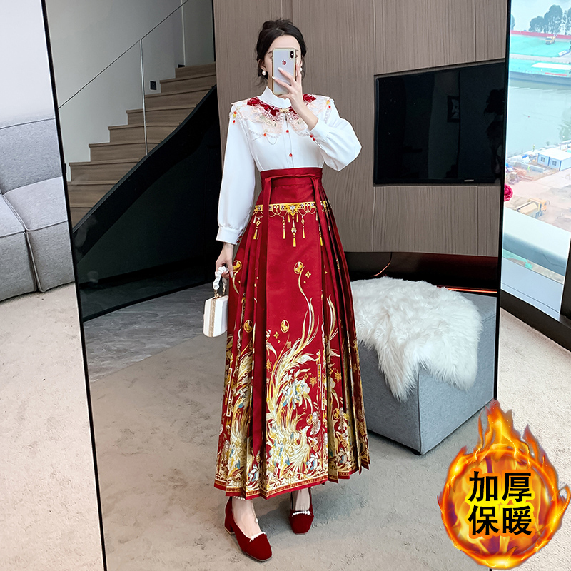 實拍 紅色馬面裙敬酒服2023新款新中式結婚禮服訂婚套裝婚服女