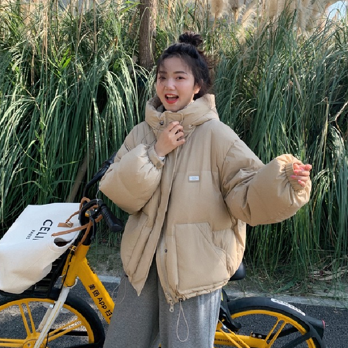 Actual shot-2024 Down Cotton Jacket Women's Short Bread Jacket Hooded Korean Style Winter Thickened Warm Little Jacket