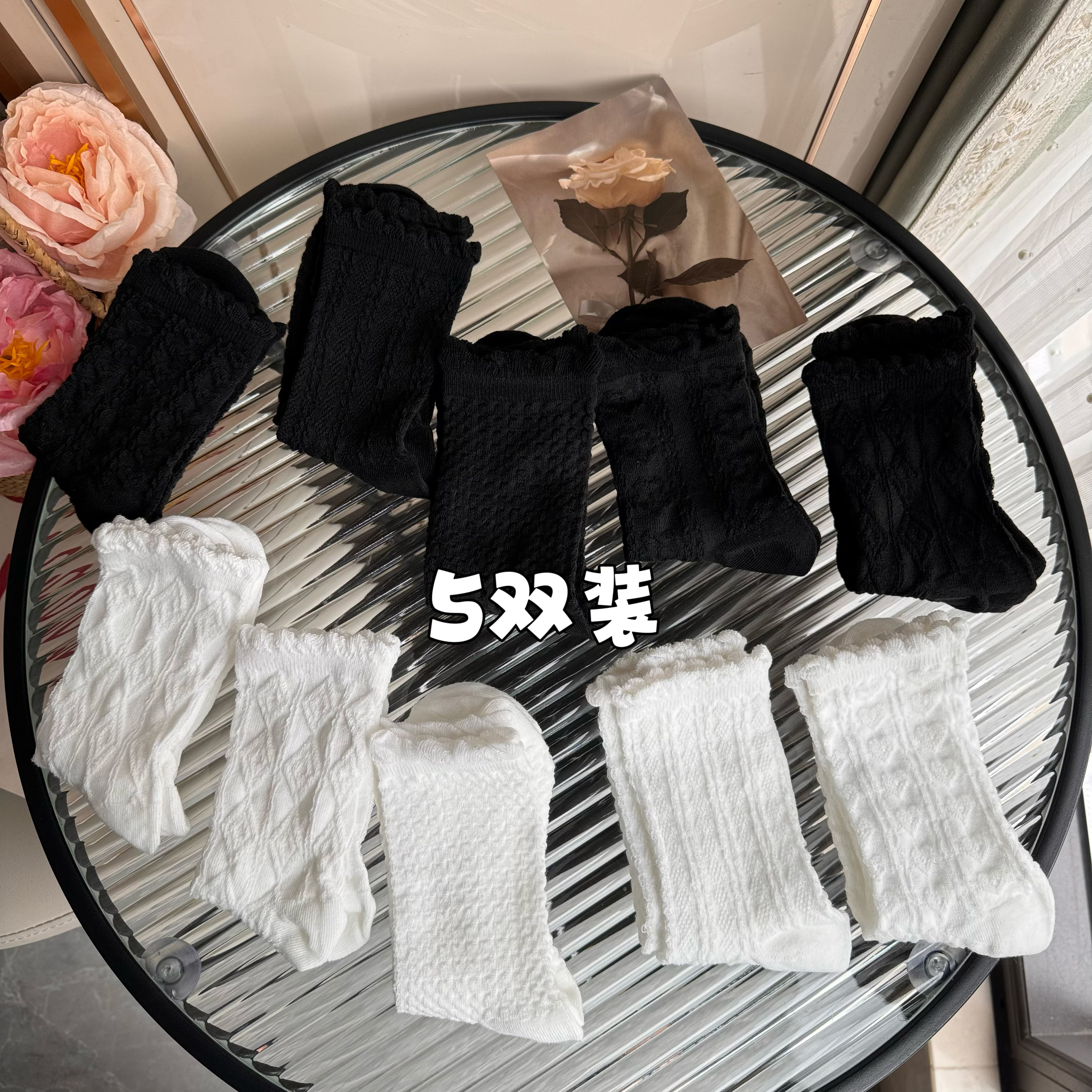 Actual shot of autumn and winter versatile socks for women mid-calf socks solid color pile socks long socks women's socks pure cotton 5 pairs