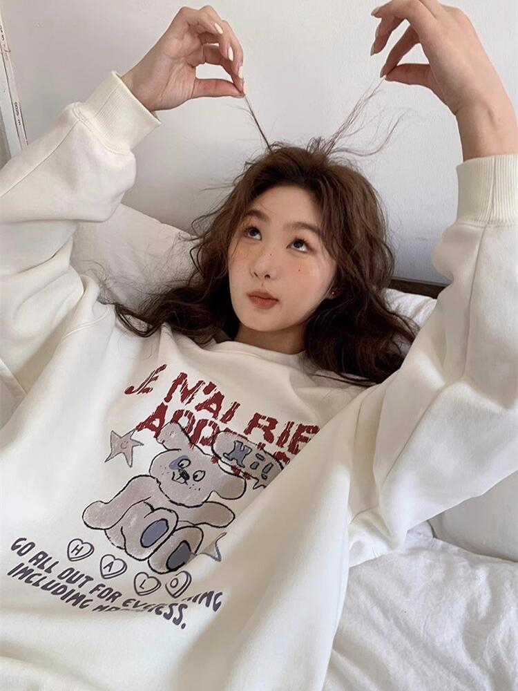 Official photo plus velvet 250g / David's round neck autumn and winter sweatshirt for women plus velvet