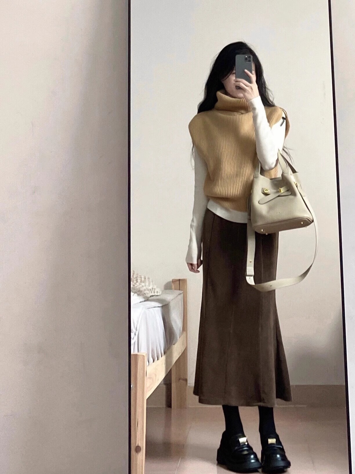 Temperament high collar sleeveless knitted vest for women autumn and winter loose pullover sweater layered short top