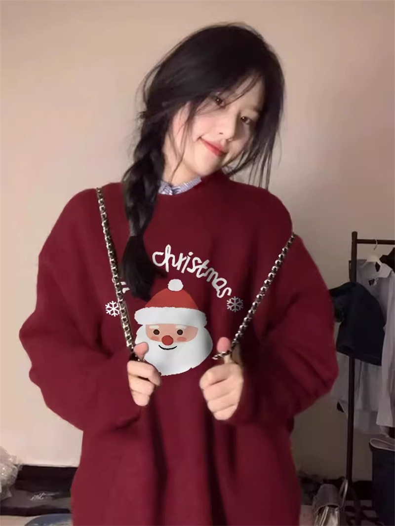 Anti-cotton Chinese cotton composite milk silk 300g/silver fox velvet 400g round neck sweatshirt for women
