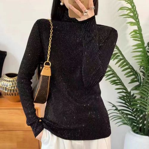  new autumn and winter woolen sweater for women, heavy industry diamond sweater, bottoming shirt, top, fashionable slim knitted sweater