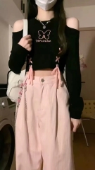 Designer Off-the-Shoulder Knit Sweater for Women - Autumn 2023 New Sweet and Cool Style Fitted Short Sleeve Top for Petite Women