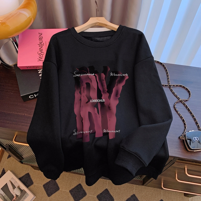2023 New Casual Dongdaemun Plush Velvet 250g / Large David's Round Neck Autumn and Winter Sweatshirt Women's Plush