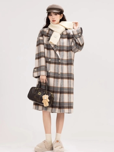 Women's mid-length woolen coat  new autumn and winter Korean style small high-end Hepburn woolen coat