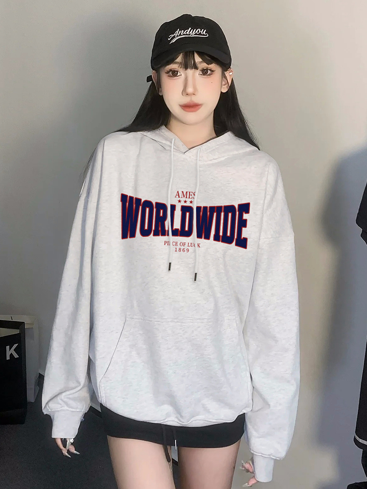 2023 new casual Dongdaemun fleece 250g / large sweatshirt hooded autumn and winter sweatshirt for women plus fleece