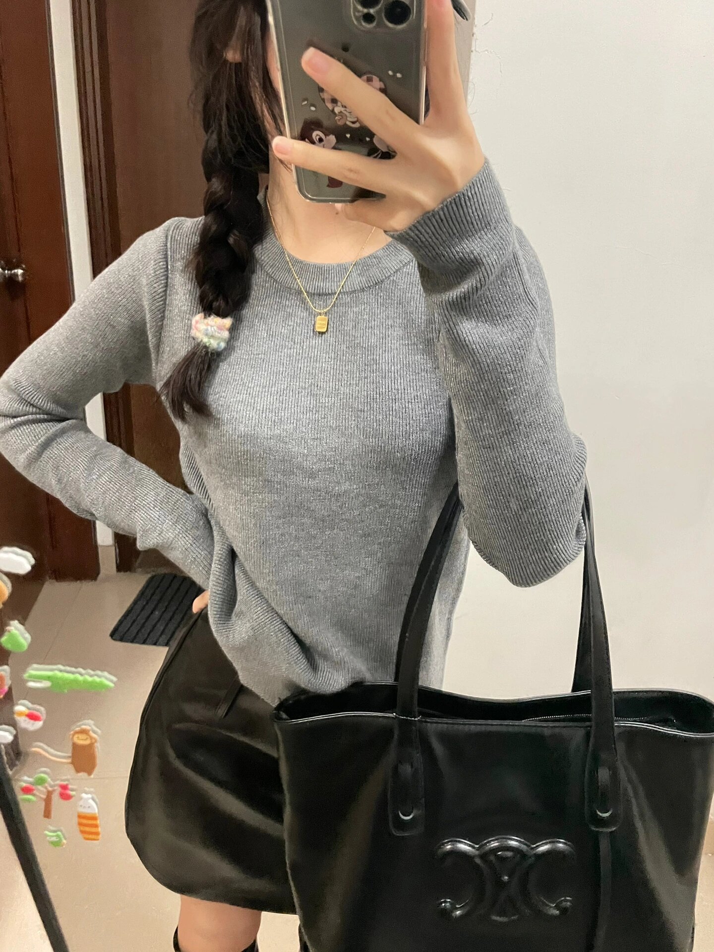 Korean gentle style round neck sweater for women autumn new style slimming temperament long-sleeved top bottoming shirt