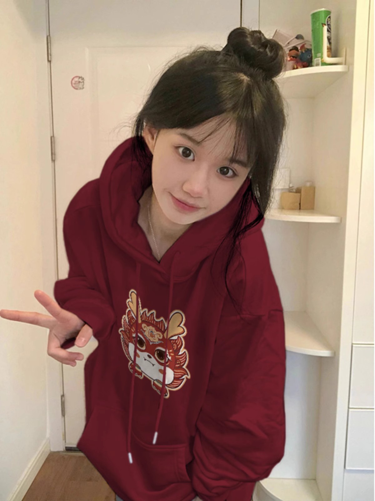 Anti-cotton Chinese cotton composite milk silk 300g/silver fox velvet 400g hooded sweatshirt for women