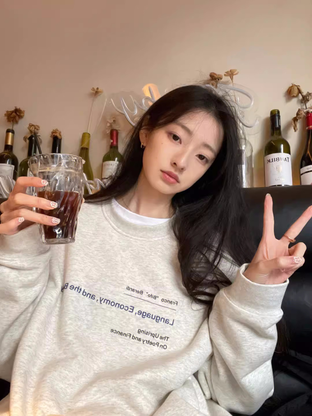 2023 New Casual Dongdaemun Plush Velvet 250g / Large David's Round Neck Autumn and Winter Sweatshirt Women's Plush