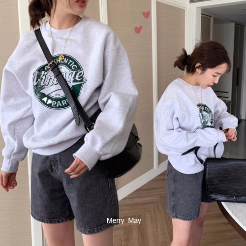 2023 new casual Dongdaemun fleece 250g / large sweatshirt round neck autumn and winter sweatshirt for women plus fleece