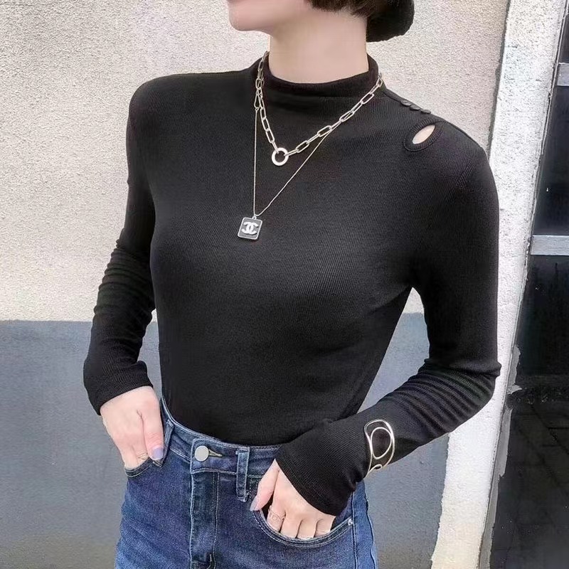 Half-high collar, long-sleeved inner bottoming shirt for women, new style autumn style, slim-fitting design, niche top