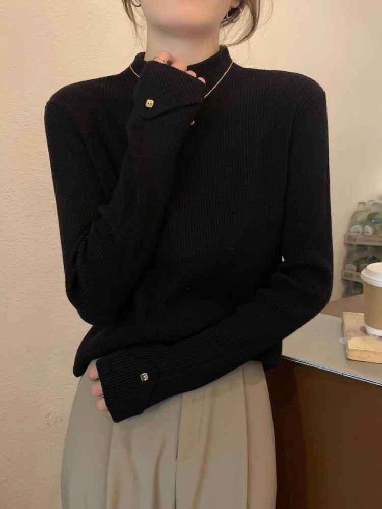 Brown half turtleneck knitted bottoming shirt for women in autumn and winter, slim fit inner wear, Dongguan Dalang sweater, Maillard Yiwu top