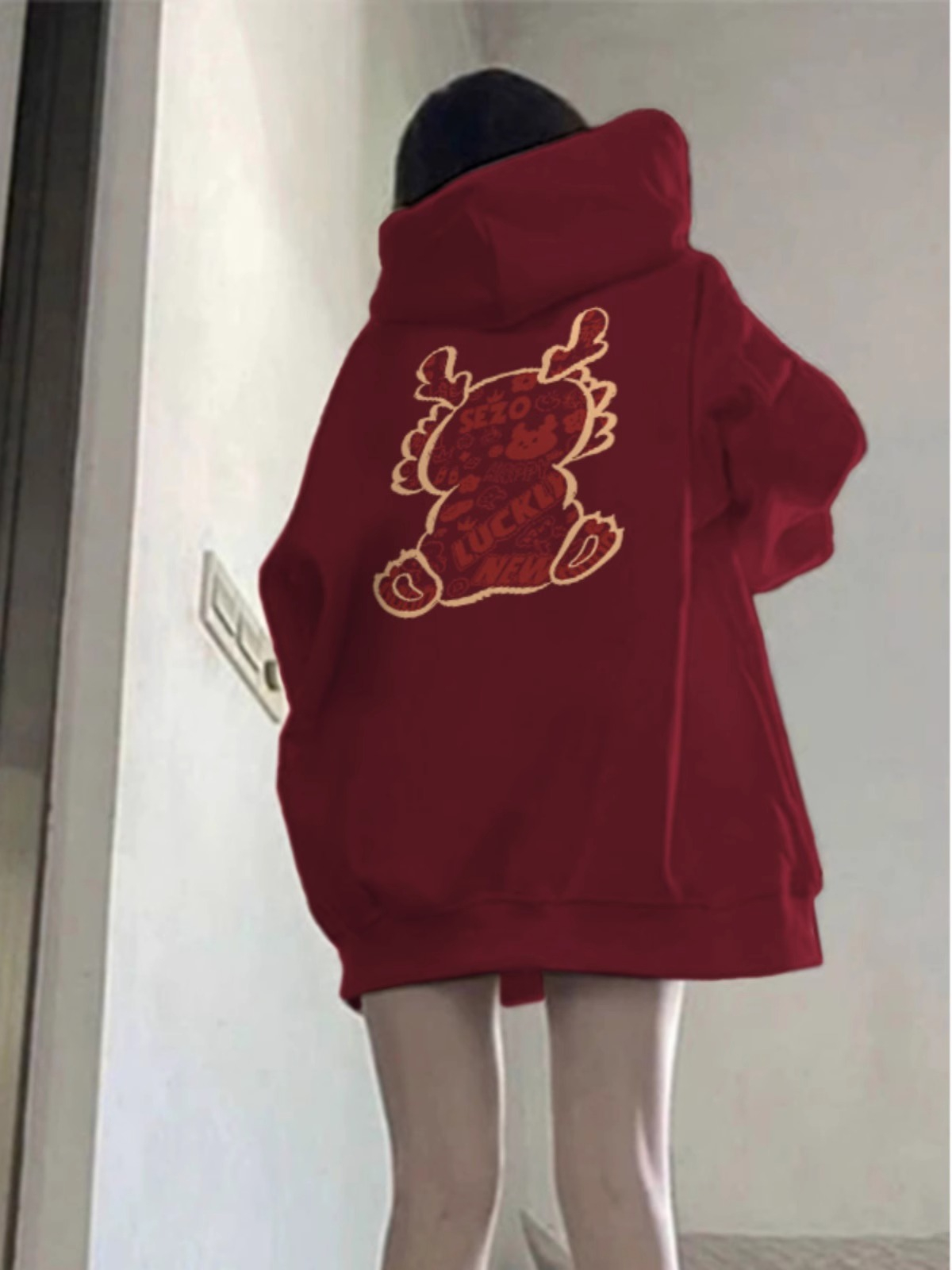 Anti-cotton Chinese cotton composite milk silk 300g/silver fox velvet 400g hooded sweatshirt for women