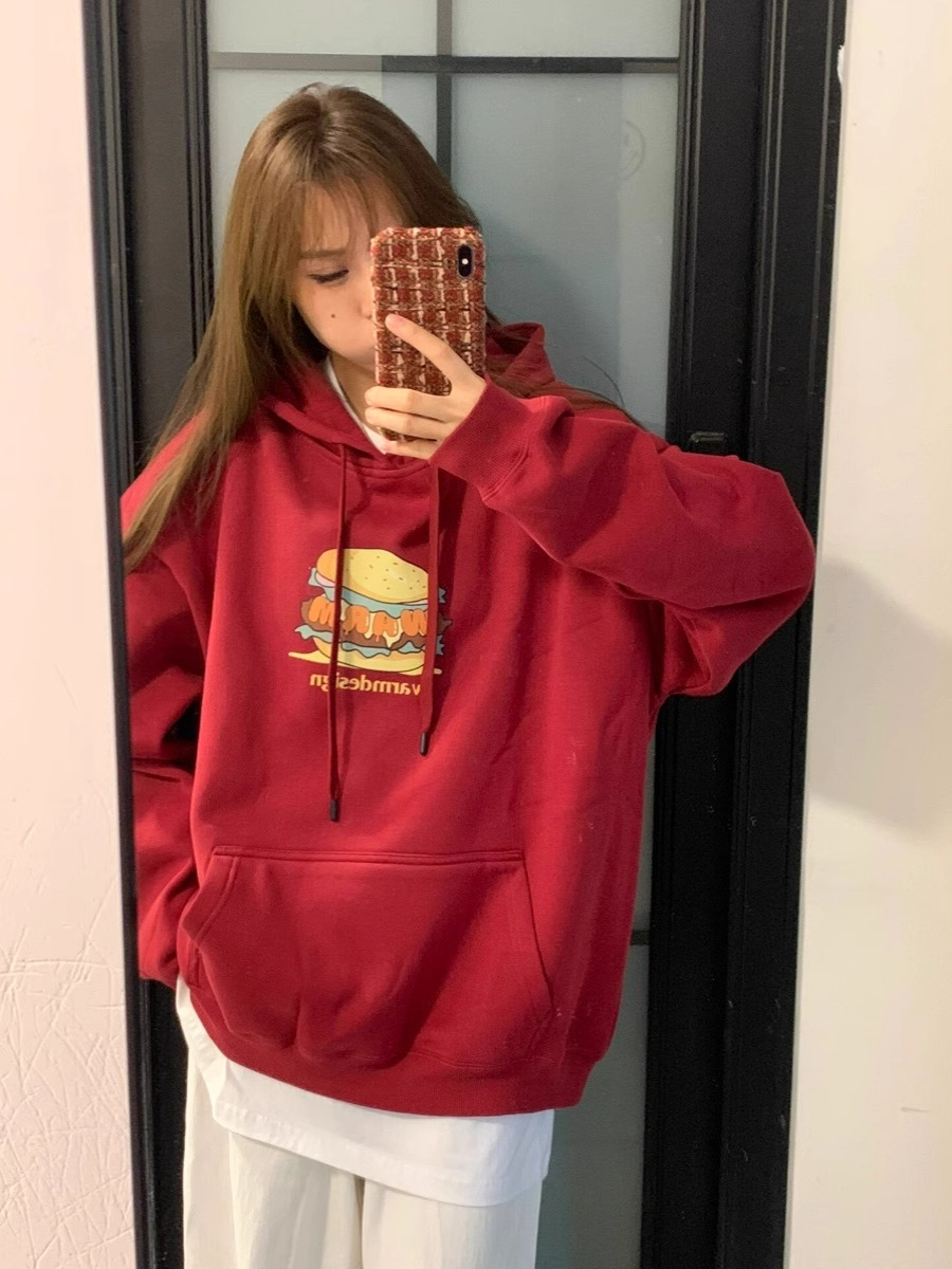 Anti-cotton Chinese cotton composite milk silk 300g/silver fox velvet 400g hooded sweatshirt for women