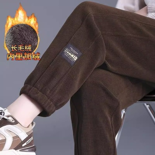 High-end thickened corduroy harem pants for women in autumn and winter, high-waisted, loose-fitting trousers, fashionable and versatile casual sweatpants
