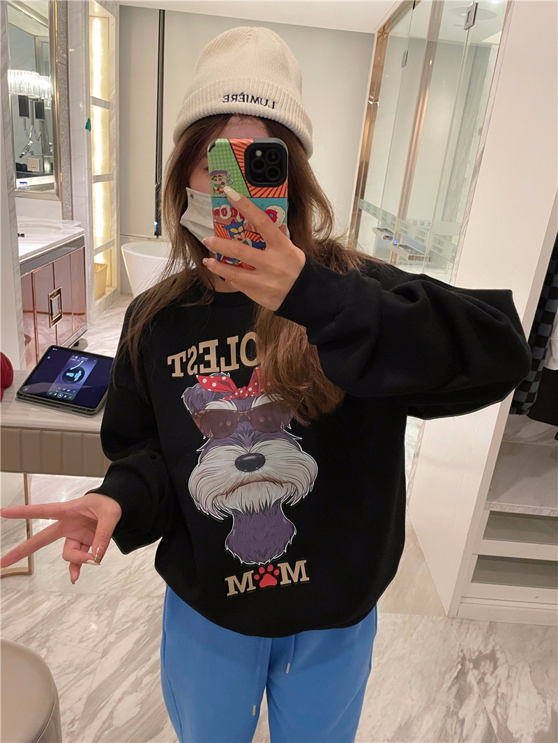 2023 new casual Dongdaemun fleece 250g / large sweatshirt round neck autumn and winter sweatshirt for women plus fleece