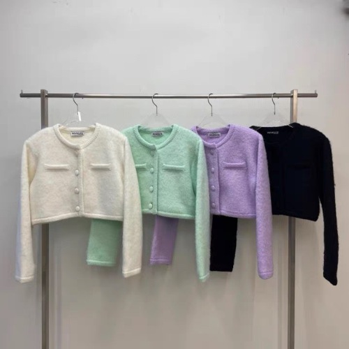 Korean Dongdaemun 23 autumn and winter candy-colored round neck buttoned fake pocket versatile short coat sweater