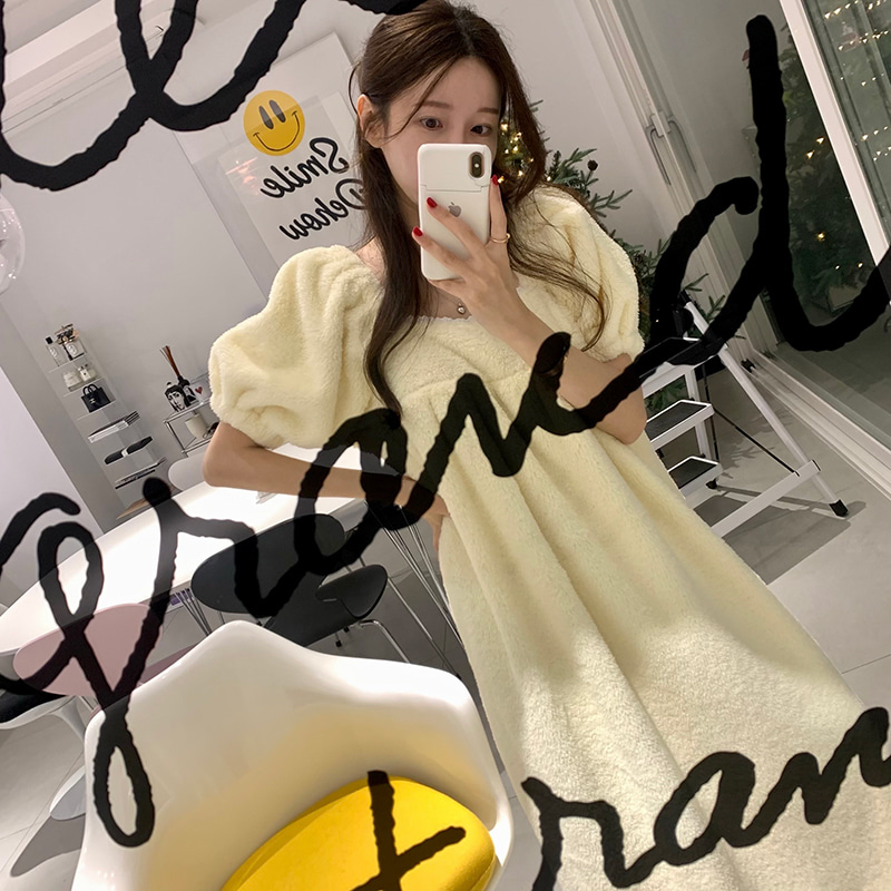 Palace warm plus plush coral velvet women's home clothes