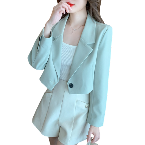 Real shot of small suit women's short coat spring and autumn small casual temperament top design professional suit