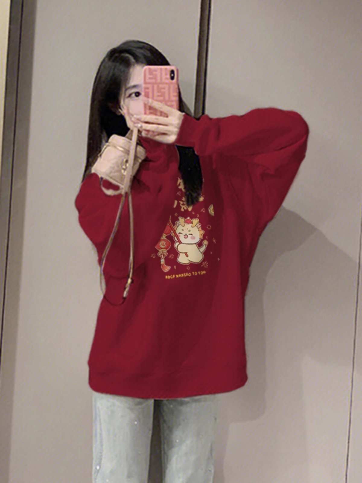 Anti-cotton Chinese cotton composite milk silk 300g/silver fox velvet 400g round neck sweatshirt for women