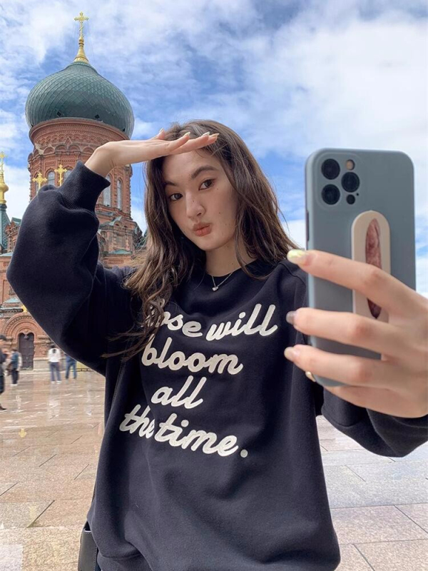 Official photo plus velvet 250g / David's round neck autumn and winter sweatshirt for women plus velvet