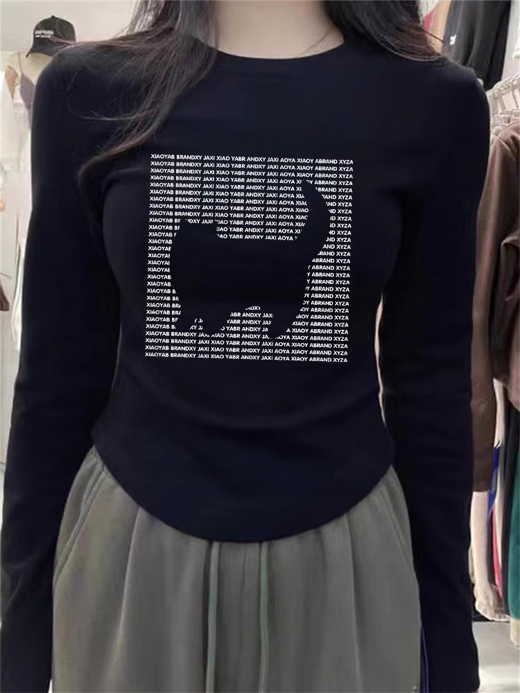 German velvet thickened t-shirt for girls in autumn and winter round neck fashionable ins inner fit slim top bottoming shirt new style