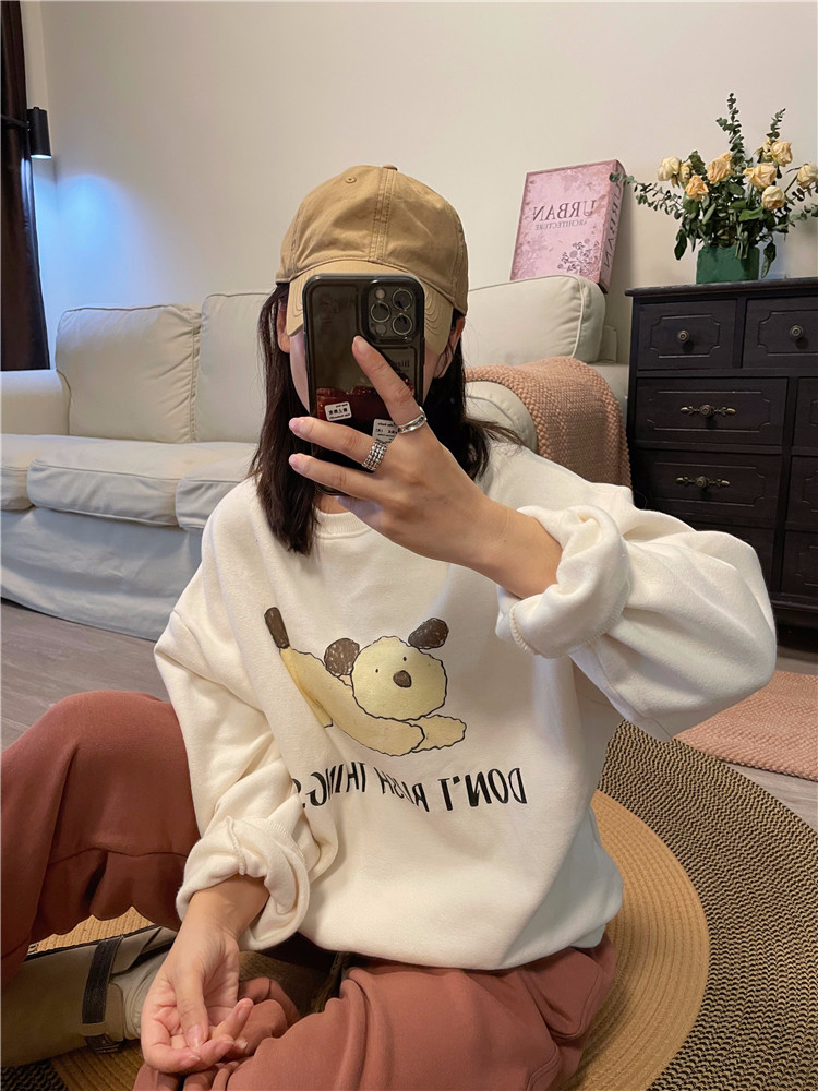 2023 New Casual Dongdaemun Plush Velvet 250g / Large David's Round Neck Autumn and Winter Sweatshirt Women's Plush